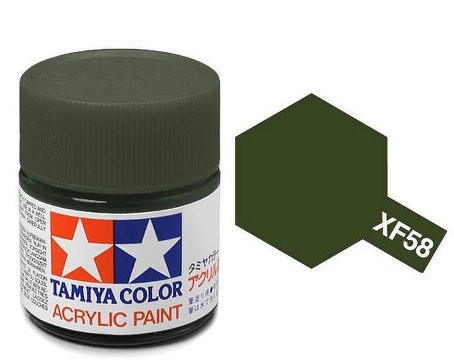 VERNICE ACRILICA TAMIYA XF58 OLIVE GREEN - VERDE OLIVA OPACO