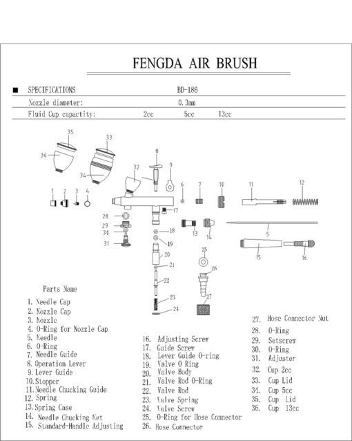 Aerografo doppia azione fengda bd-186 0,3 mm - immagine 2