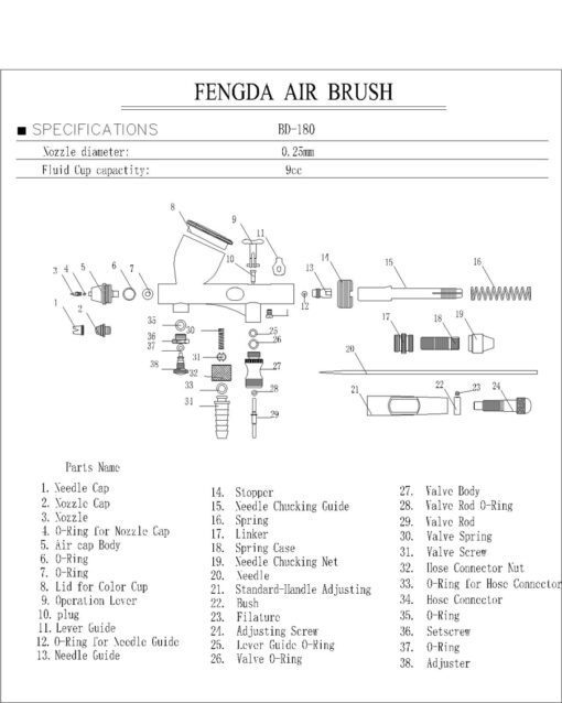 Aerografo doppia azione fengda BD-180 - immagine 2