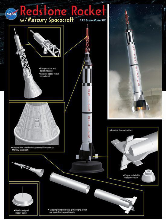 MISSILE REDSTONE ROCKET w/mercury spacecraft - immagine 2