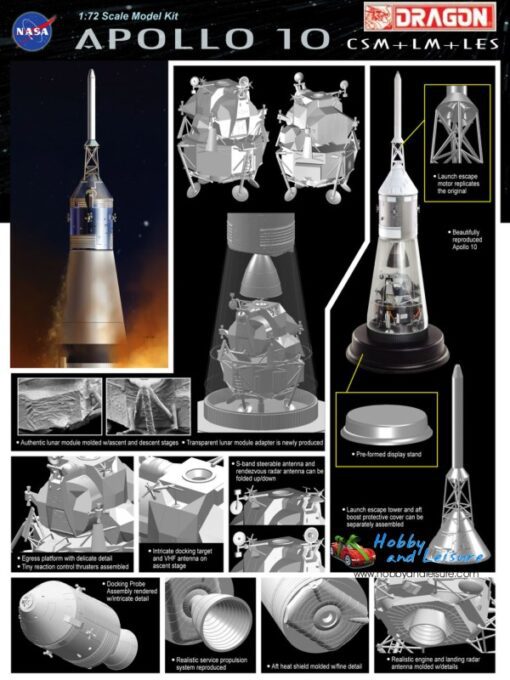 MISSILE APOLLO 10 missile CSM+LUNAR MODULE+LES - immagine 3