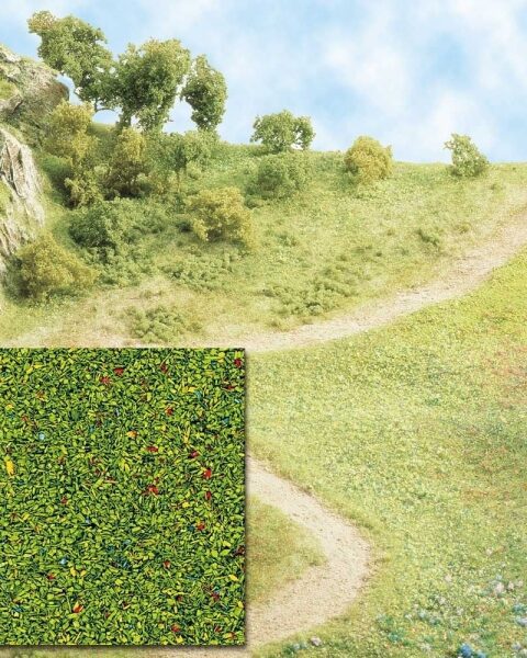 BUSCH B7055 POLVERINA ERBETTA VERDE FIORITO PER DIORAMI 40 GRAMMI