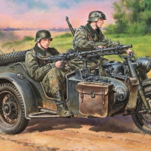 TA 32578 BMW R75 + SIDECAR + 2 SOLDATI