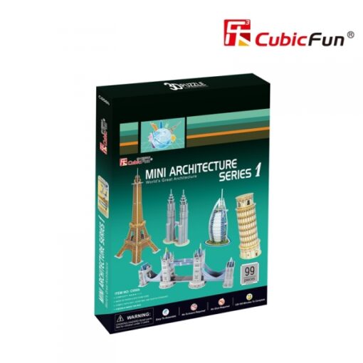 CUBIC FUN C056H MINI ARCHITECTURE SET1:  TORRE DI PISA, TORRE EIFFEL, PONTE DI LONDRA, BURJAL ARAB, PETRONAS TOWERS - immagine 3