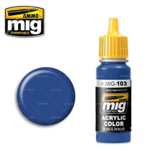 Ammo Mig 103 MEDIUM BLUE 17ml. Colore acrilico Modellismo
