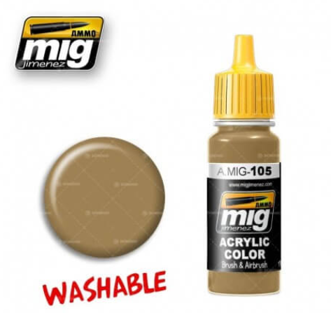Ammo Mig 105 WASHABLE DUST 17ml. Colore acrilico Modellismo
