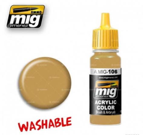 Ammo Mig 106 WASHABLE SAND (RAL 8020) 17ml. Colore acrilico Modellismo