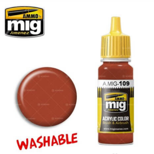 Ammo Mig 109 WASHABLE RUST 17ml. Colore acrilico Modellismo