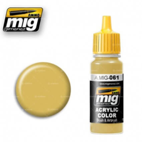 Ammo Mig 061 WARM SAND-YELLOW 17ml. Colore acrilico Modellismo