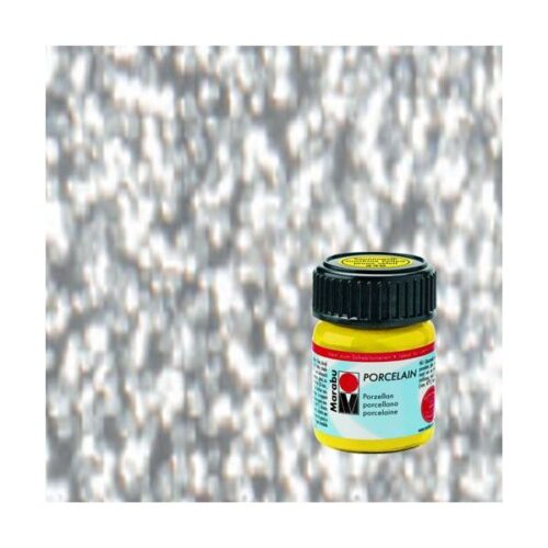 COLORE PER PORCELLANA PORCELAINE PAINT 15ml 582 Argento Glitter Vasetto 15ml MARABU