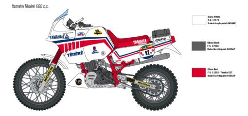 YAMAHA Ténéré 660cc Paris Dakar 1986 scala 1:9 ITALERI 4642 - immagine 3