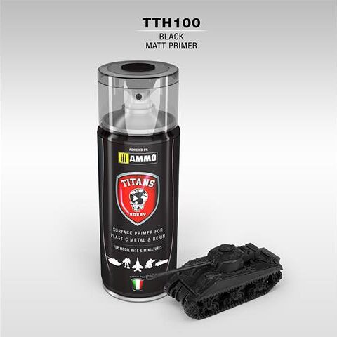 PRIMER Nero Opaco - 400ml Spray per plastica, metallo e resina TITANS HOBBY TTH100