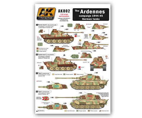 Decals per Carri Tedeschi Campagna delle Ardenne 1944-45 AK INTERACTIVE AK802