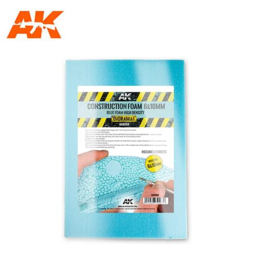 SCHIUMA DA COSTRUZIONE 6 E 10 MM DI SCHIUMA BLU AD ALTA DENSITÀ 195X295 MM INCLUDE 2 FOGLI AK INTERACTIVE AK8098