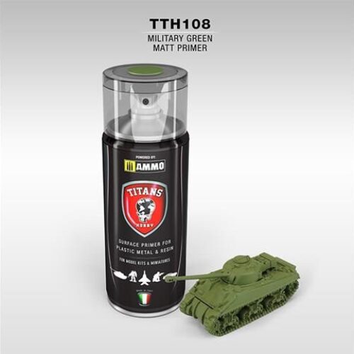 PRIMER Verde Militare Opaco – 400ml Spray per plastica, metallo e resina TITANS HOBBY TTH108