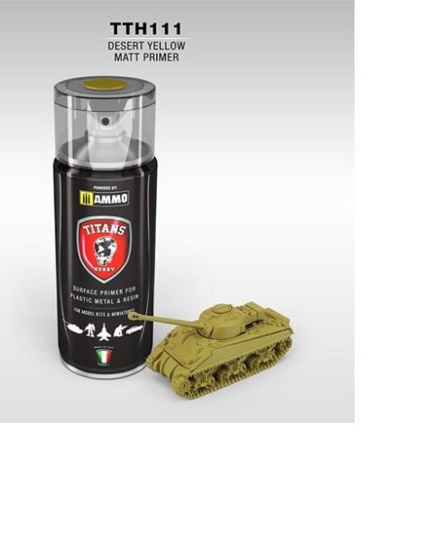 PRIMER DESERT YELLOW opaco (giallo deserto) - 400ml Spray per plastica, metallo e resina TITANS HOBBY TTH111