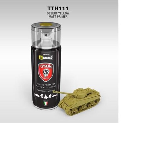 PRIMER DESERT YELLOW opaco (giallo deserto) – 400ml Spray per plastica, metallo e resina TITANS HOBBY TTH111