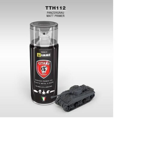 PRIMER PANZERGRAU opaco (grigio scuro tedesco) – 400ml Spray per plastica, metallo e resina TITANS HOBBY TTH112