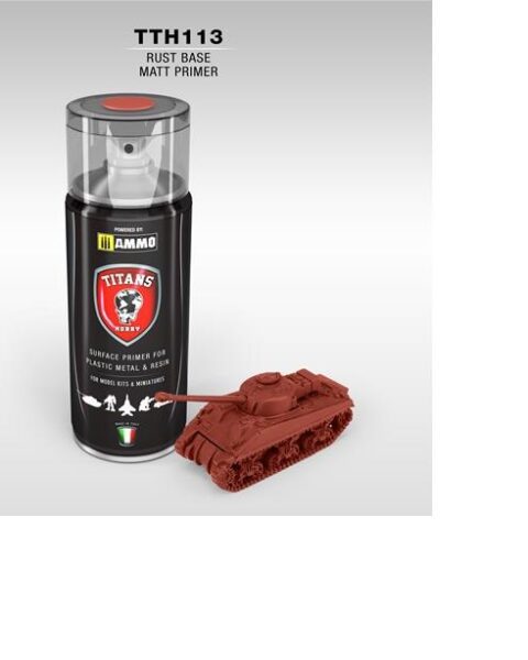PRIMER RUST BASE opaco (base primer ruggine) - 400ml Spray per plastica, metallo e resina TITANS HOBBY TTH113