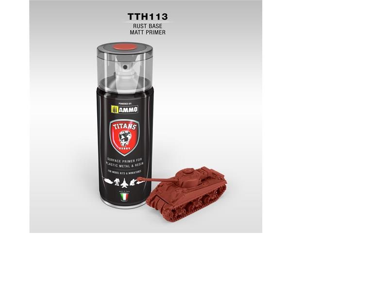 PRIMER RUST BASE opaco (base primer ruggine) - 400ml Spray per plastica, metallo e resina TITANS HOBBY TTH113