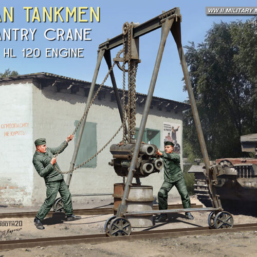 GERMAN TANKMEN WITH GANTRY CRANE & MAYBACH HL 120 ENGINE 1:35 Mini Art 35350
