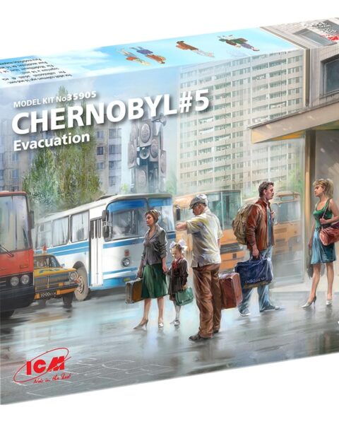 CHERNOBYL#5. EVACUATION (4 ADULTS, 1 CHILD AND LUGGAGE) (100% NEW MOLDS) Scala 1:35 ICM 35905