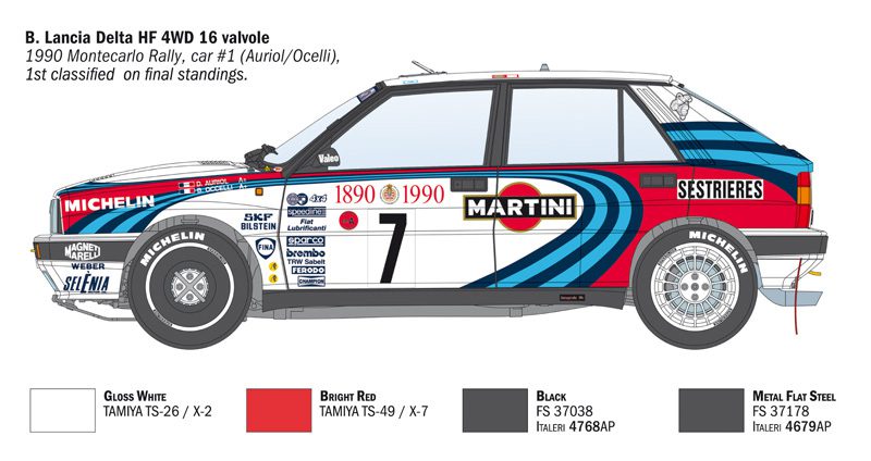 Lancia Delta HF integrale 16v scala 1:12 Italeri 4709 - immagine 4