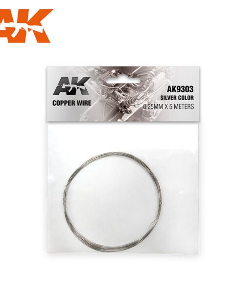 COPPER WIRE 0.25MM Ø X 5 METERS. SILVER COLOR AK INTERACTIVE AK9303