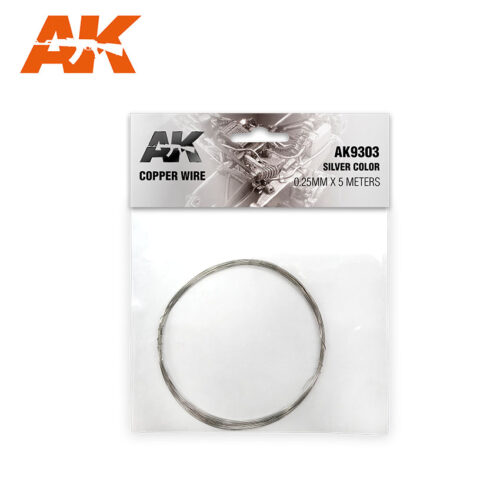 COPPER WIRE 0.25MM Ø X 5 METERS. SILVER COLOR AK INTERACTIVE AK9303
