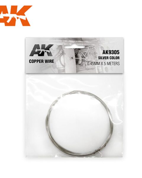 COPPER WIRE 0.45MM Ø X 5 METERS. SILVER COLOR AK INTERACTIVE AK9305