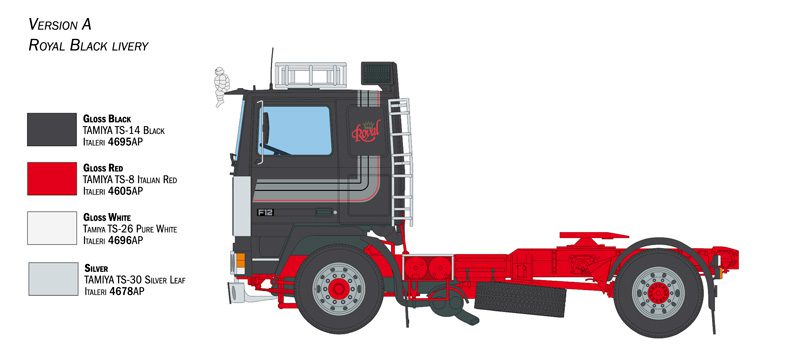 Volvo F12 Intercooler Low Roof with accessories scala 1:24 ITALERI 3957 - immagine 3
