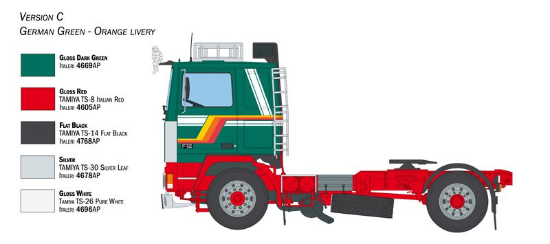 Volvo F12 Intercooler Low Roof with accessories scala 1:24 ITALERI 3957 - immagine 5