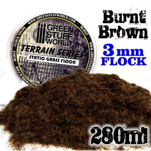 9343 STATIC GRASS FLOCK 3 MM – BURNT BROWN – 280 ML GREEN STUFF WORLD