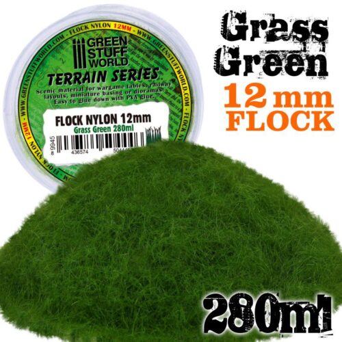 9945 STATIC GRASS FLOCK 12MM – GRASS GREEN – 280 ML GREEN STUFF WORLD