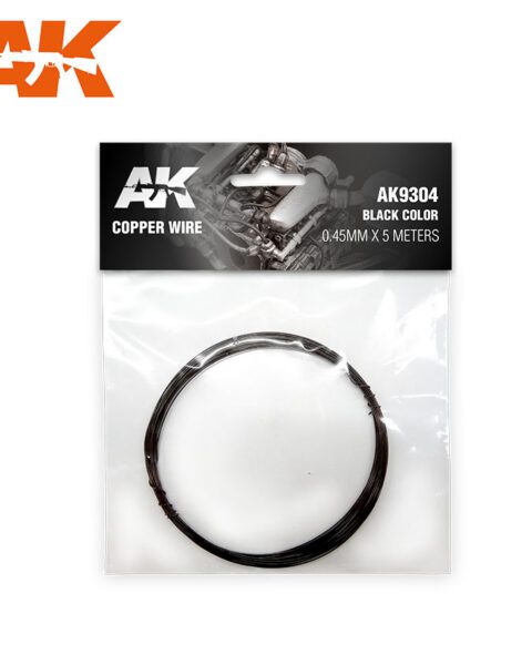 COPPER WIRE 0.45MM Ø X 5 METERS. BLACK COLOR AK INTERACTIVE AK9304
