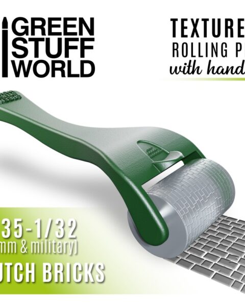 10490 GREEN STUFF WORLD: ROLLING PIN WITH HANDLE - DUTCH BRICKS