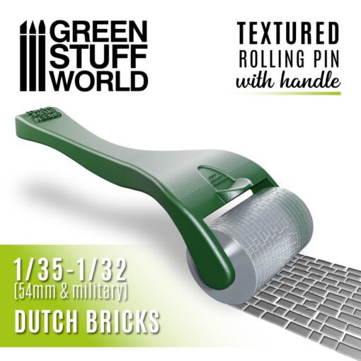 10490 GREEN STUFF WORLD: ROLLING PIN WITH HANDLE - DUTCH BRICKS