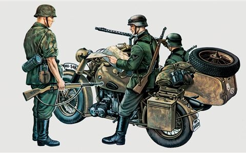 BMW R75 with sidecar scala 1:35 ITALERI 315