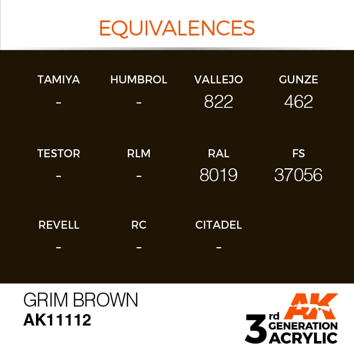 AK11112 3RD. MARRONE GRIM – STANDARD F.S. 37056 17ml colore acrilico per modellismo - immagine 3