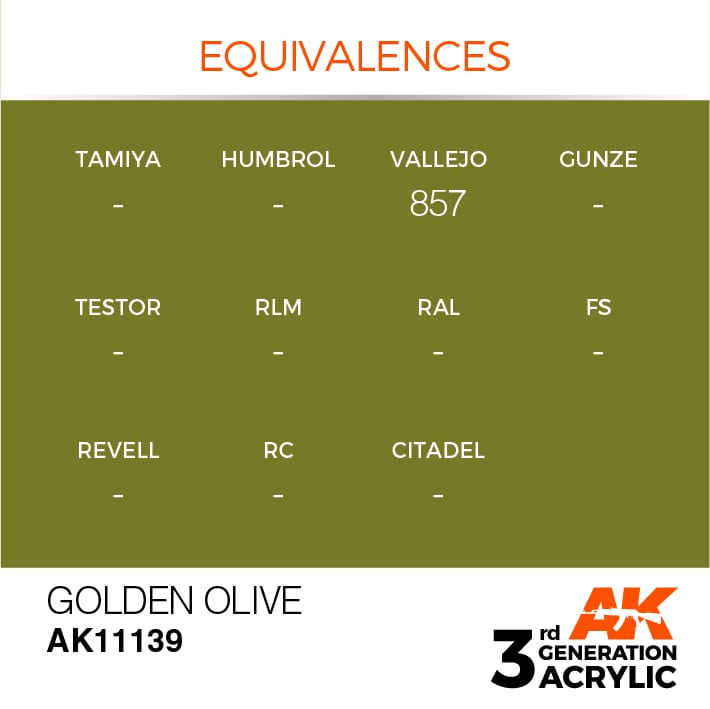 AK11139 3RD. OLIVA D'ORO – STANDARD 17ml colore acrilico per modellismo - immagine 3