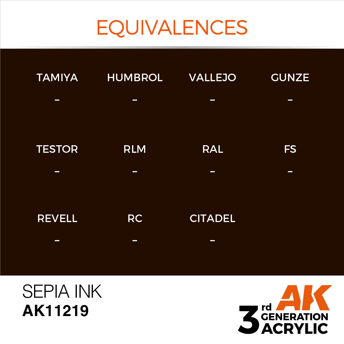 AK11219 3RD. SEPPIA – INCHIOSTRO 17ml colore acrilico per modellismo - immagine 3