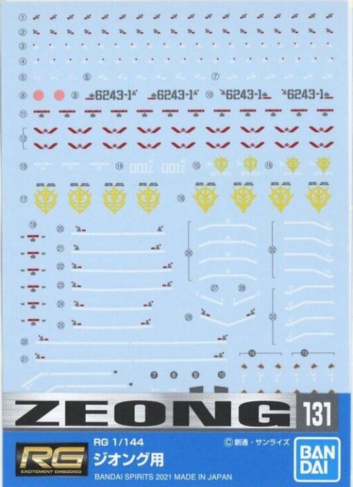 GUNDAM DECAL 131 RG ZEONG scala 1:144 BANDAI 78423