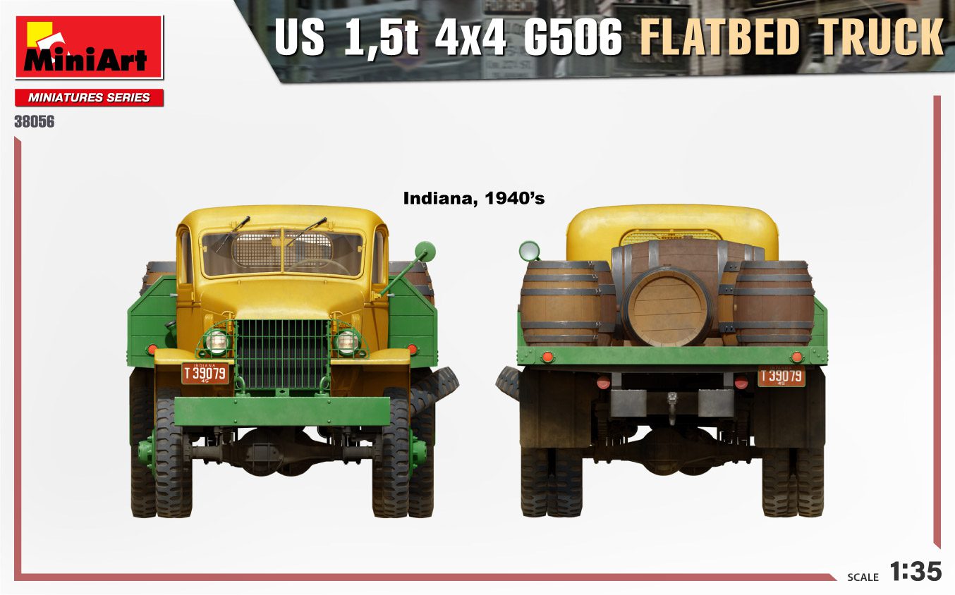 US 1,5t 4×4 G506 FLATBED TRUCK scala 1:35 MINI ART 38056 - immagine 2