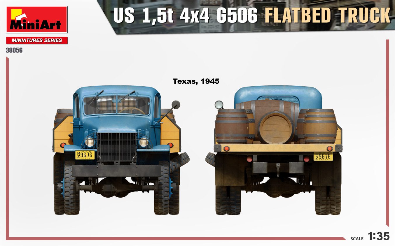 US 1,5t 4×4 G506 FLATBED TRUCK scala 1:35 MINI ART 38056 - immagine 3