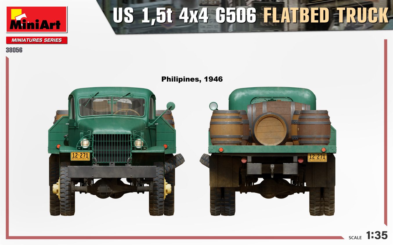 US 1,5t 4×4 G506 FLATBED TRUCK scala 1:35 MINI ART 38056 - immagine 5