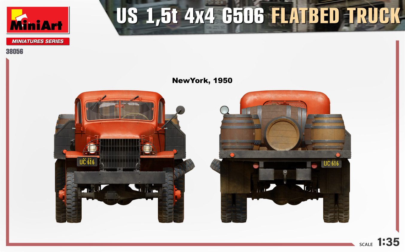 US 1,5t 4×4 G506 FLATBED TRUCK scala 1:35 MINI ART 38056 - immagine 6