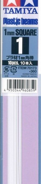 Tamiya 70173 Listelli quadri 1 mm (10 pz) lunghezza mm 400