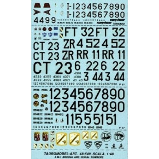 Decalcomanie AMI insegne e codici - Tauro Model scala 1:48 14 x 23 cm TU48549