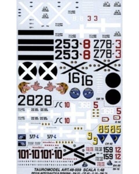 Decalcomanie Regia aeronautica insegne e codici di reparto - Tauro Model scala 1-48 TU48559