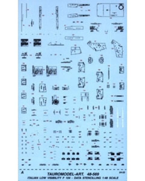 Decalcomanie F104 stencilling  - Tauro Model scala 1:48 14 x 23 cm TU48569